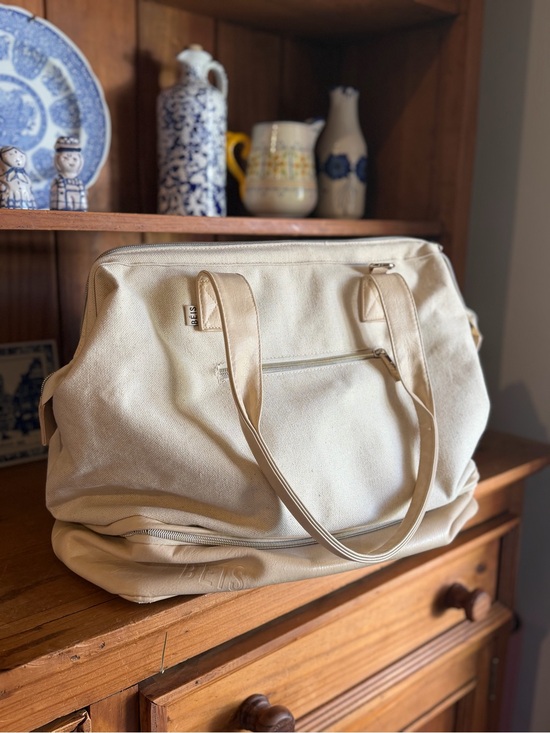 BEIS Handbags - Beis The Weekender Canvas Tote in Beige